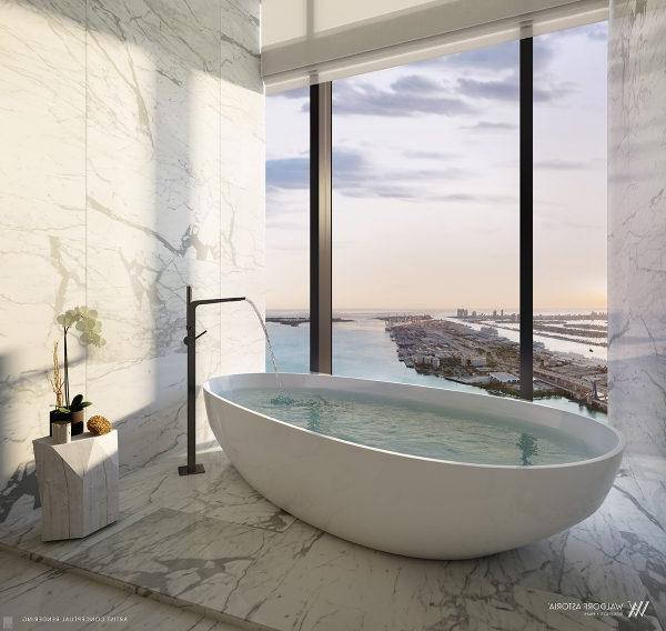 迈阿密华尔道夫公寓主浴室效景图